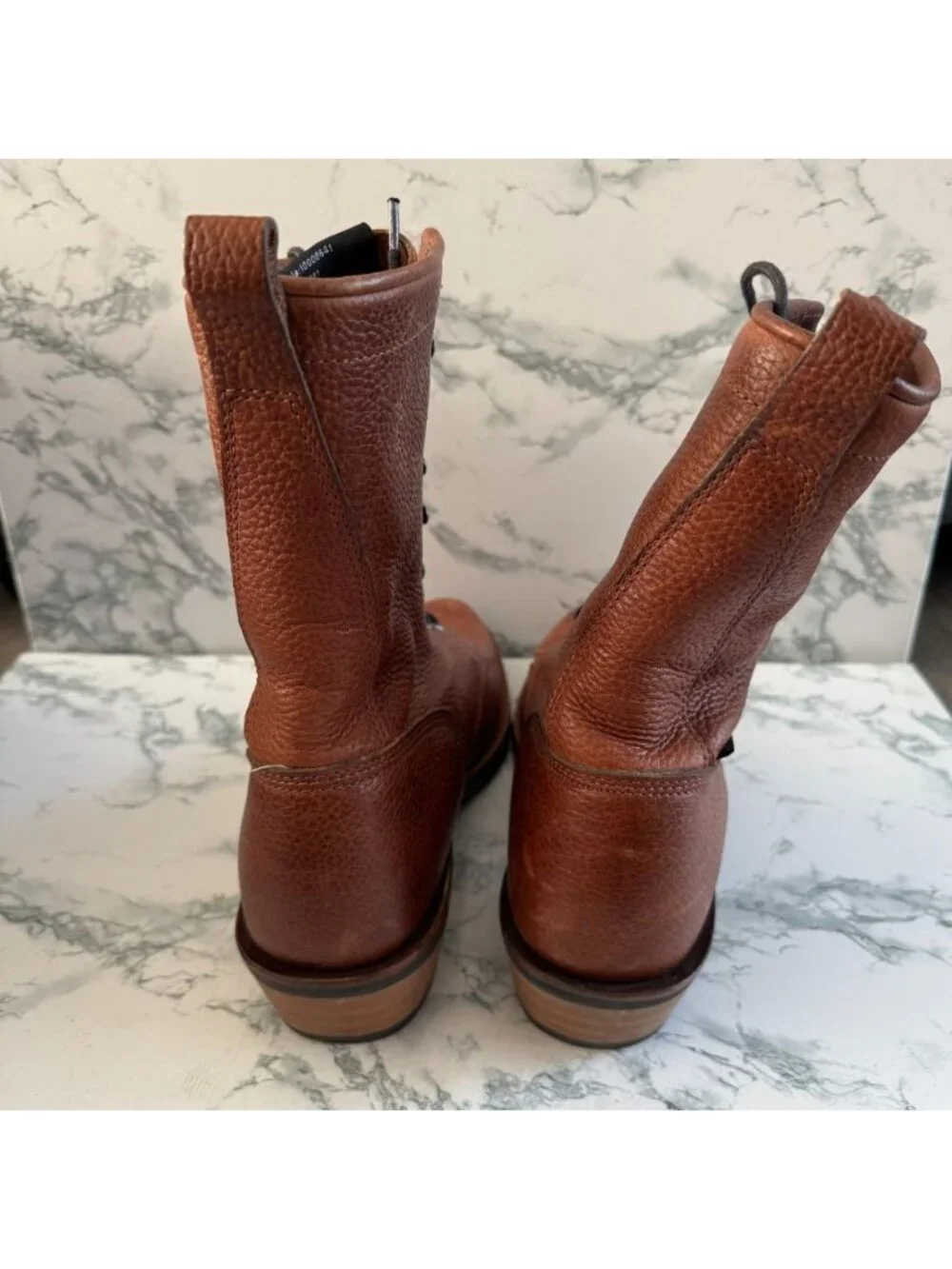 Ariat Men 12D Ironside Packer Lace Up Boots Brown Leather Mid Calf Western Heel